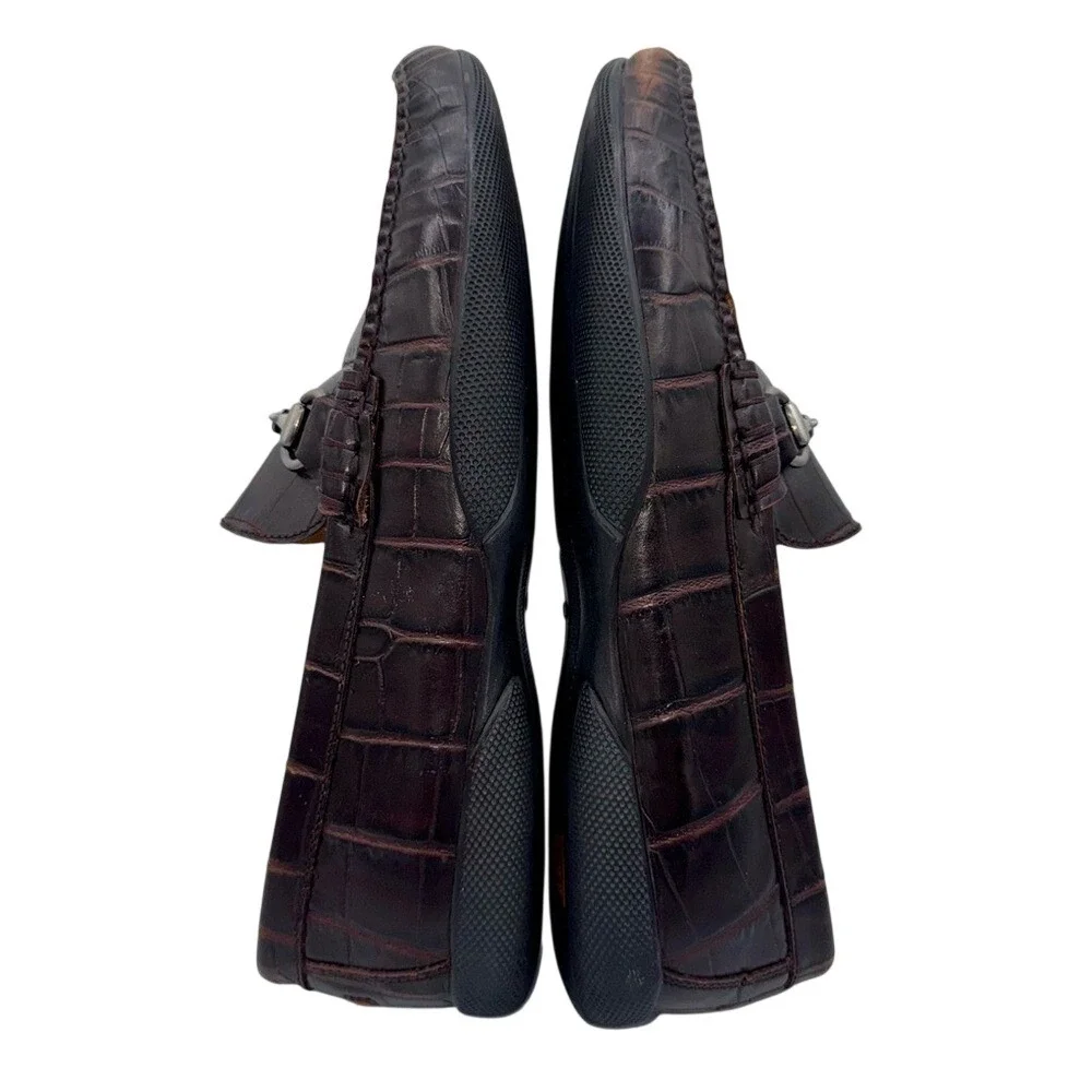 Peter Millar‎ Croc Embossed Leather Loafers Old Money Quiet Luxury, Men's 8.5